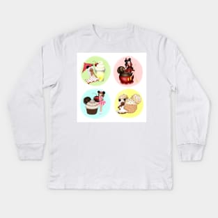 Minnie ladies and Mouse Dessert Treats Ary Kids Long Sleeve T-Shirt